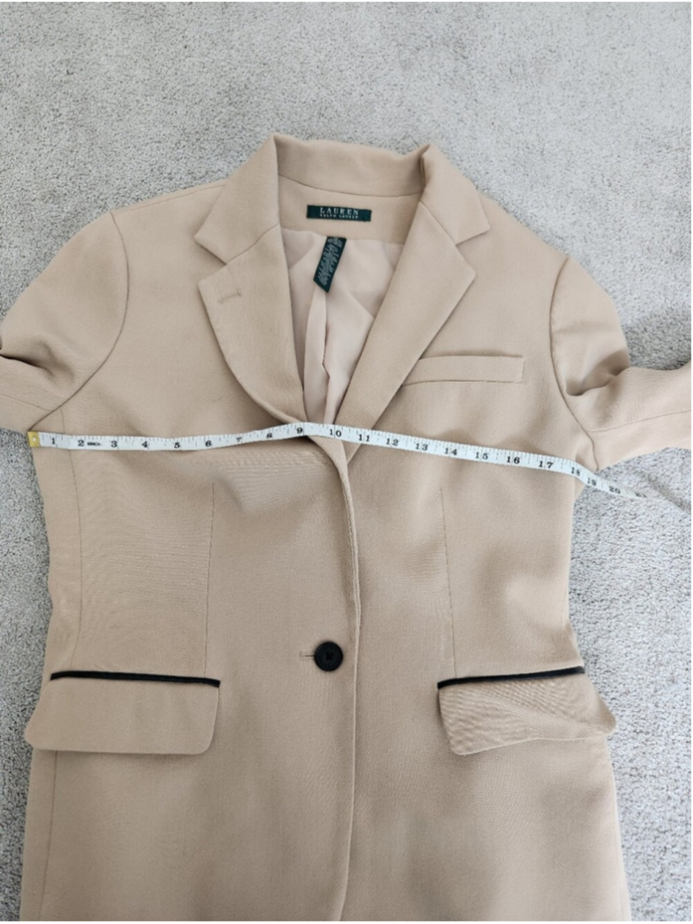 Ralph Lauren Beige Wool Blazer Suit Jacket Size 10 Preppy Heritage Professional - Picture 8 of 13